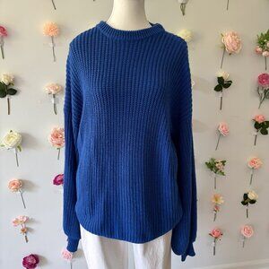 NAKD Blue Knitted Sweater with Balloon Sleeves | Size S